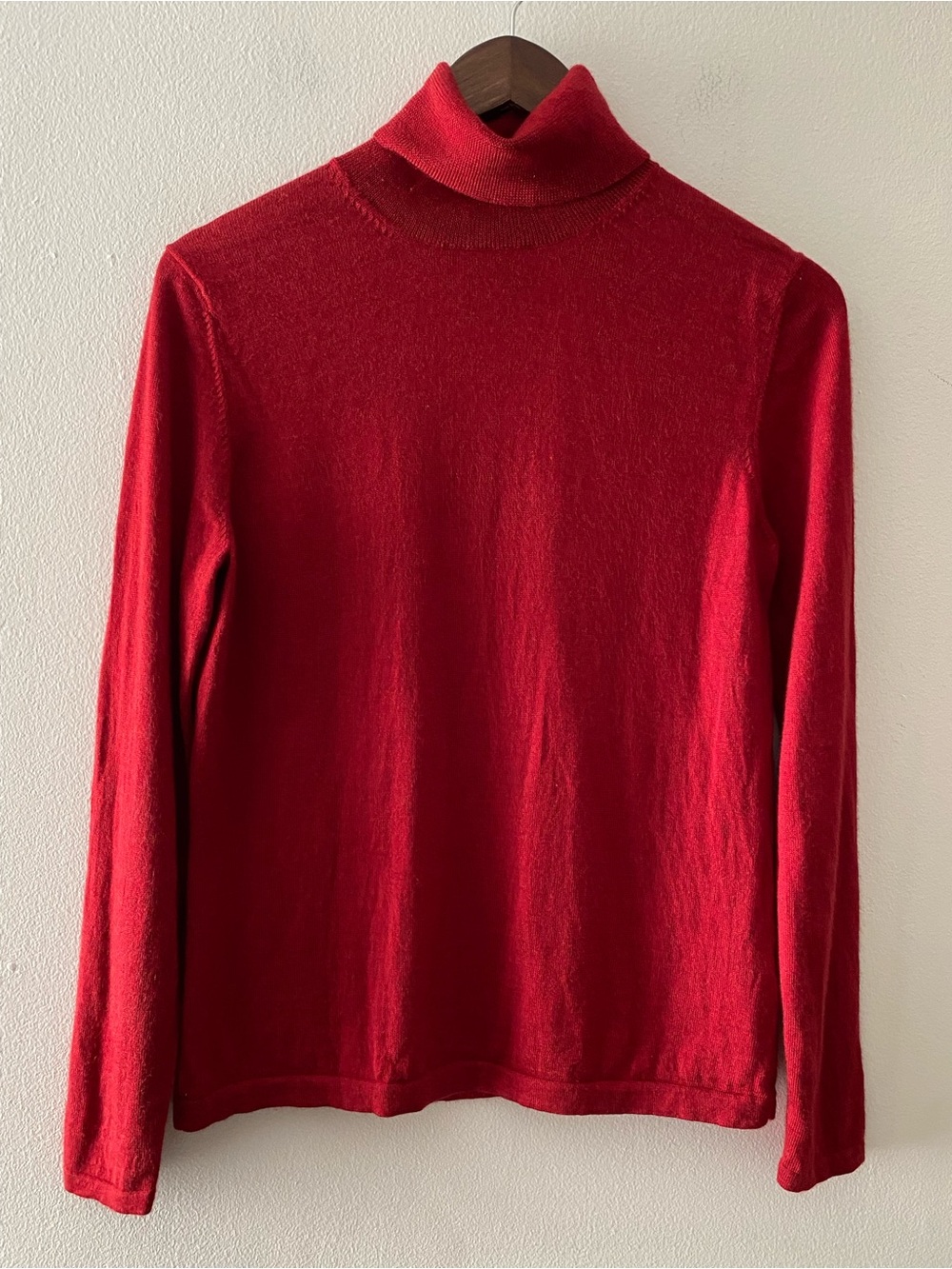 Lands’ End Red Wool Silk Cashmere Turtleneck Sweater Petite M